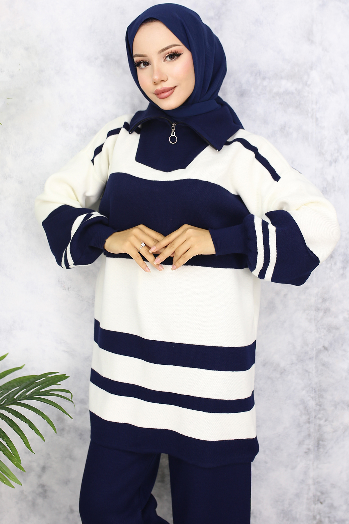 Çizgili Triko Takım Lacivert 11048-20 Çizgili Triko Takım Lacivert 11048-20