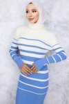  Balıkçı Yaka Triko Elbise Mavi 6107