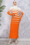  Balıkçı Yaka Triko Elbise Oranj 6107