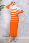  Balıkçı Yaka Triko Elbise Oranj 6107