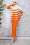  Balıkçı Yaka Triko Elbise Oranj 6107