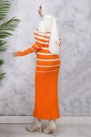  Balıkçı Yaka Triko Elbise Oranj 6107