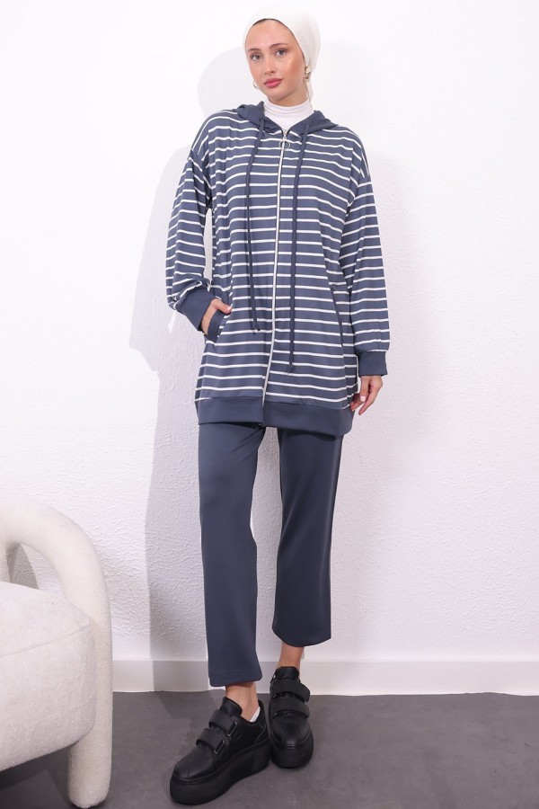 Çizgili İkili Takım Antrasit 4513 Çizgili İkili Takım Antrasit 4513