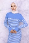 Balıkçı Yaka Çizgili Elbise Mavi 6104 Balıkçı Yaka Çizgili Elbise Mavi 6104