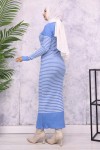 Balıkçı Yaka Çizgili Elbise Mavi 6104 Balıkçı Yaka Çizgili Elbise Mavi 6104