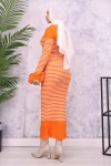 Balıkçı Yaka Çizgili Elbise Oranj 6104 Balıkçı Yaka Çizgili Elbise Oranj 6104