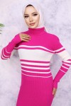 Balıkçı Yaka Triko Elbise Fuşya 6146 Balıkçı Yaka Triko Elbise Fuşya 6146