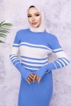 Balıkçı Yaka Triko Elbise Mavi 6146 Balıkçı Yaka Triko Elbise Mavi 6146