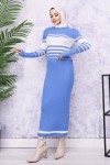Balıkçı Yaka Triko Elbise Mavi 6146 Balıkçı Yaka Triko Elbise Mavi 6146