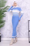 Balıkçı Yaka Triko Elbise Mavi 6146 Balıkçı Yaka Triko Elbise Mavi 6146