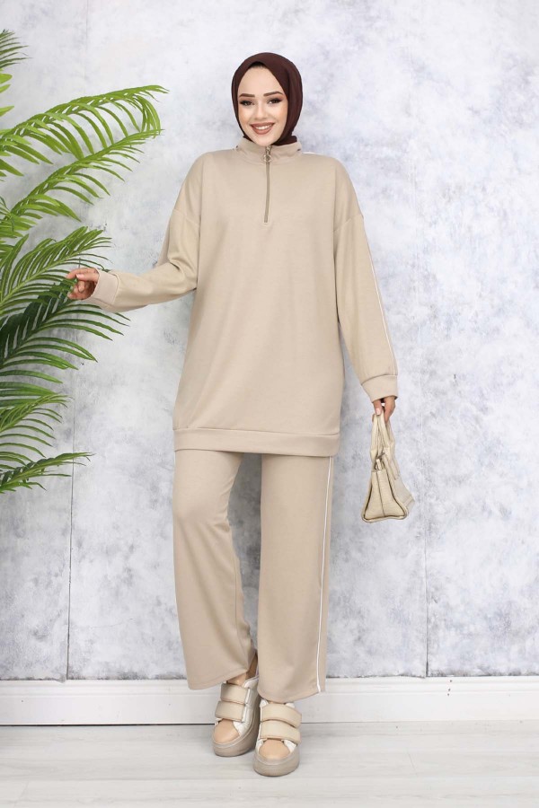 Biyeli İkili Takım Bej 3367