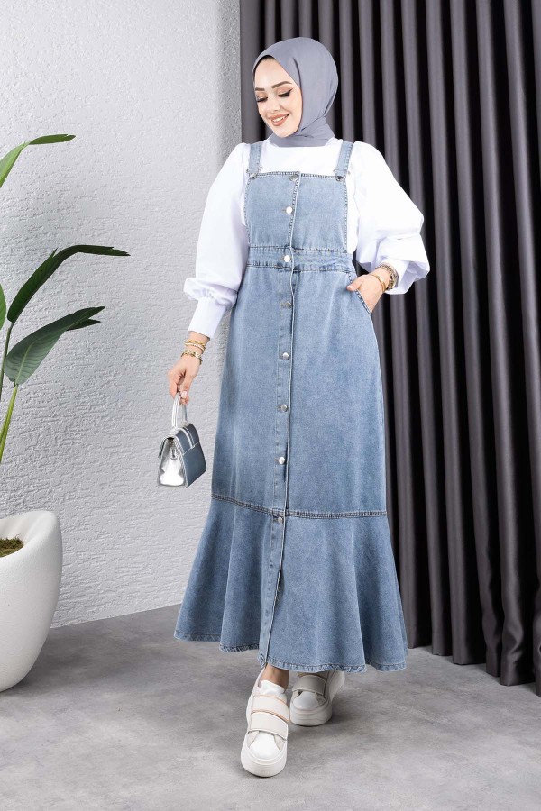 Kot Salopet Elbise Mavi 563 Kot Salopet Elbise Mavi 563