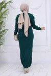 Fitilli Triko Elbise Zümrüt Yeşili 6081 Fitilli Triko Elbise Zümrüt Yeşili 6081