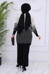 Desenli Triko Takım Siyah 6213