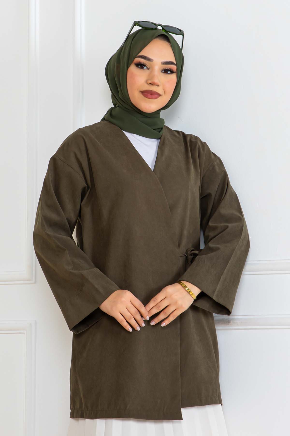 Yandan Bağmalı Kimono Haki 2147 Yandan Bağmalı Kimono Haki 2147