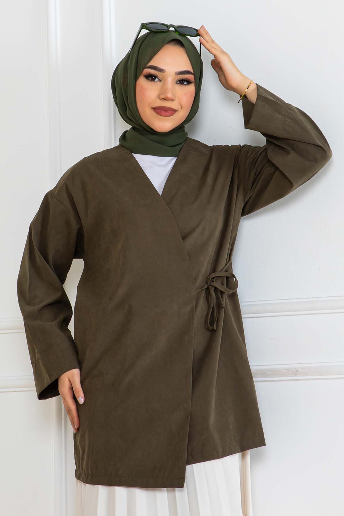 Yandan Bağmalı Kimono Haki 2147 Yandan Bağmalı Kimono Haki 2147