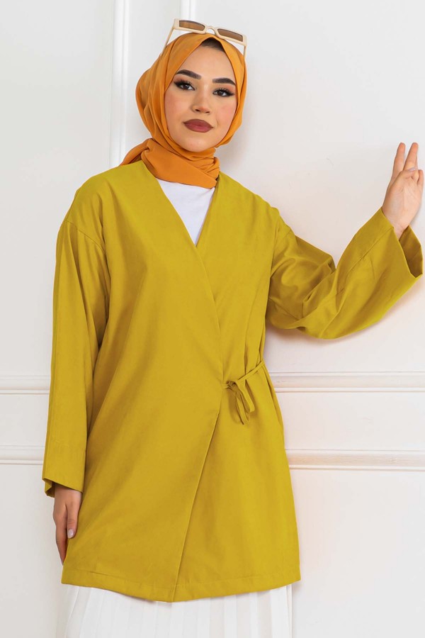 Yandan Bağmalı Kimono Hardal 2147 Yandan Bağmalı Kimono Hardal 2147