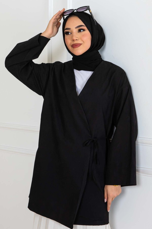 Yandan Bağmalı Kimono Siyah 2147 Yandan Bağmalı Kimono Siyah 2147