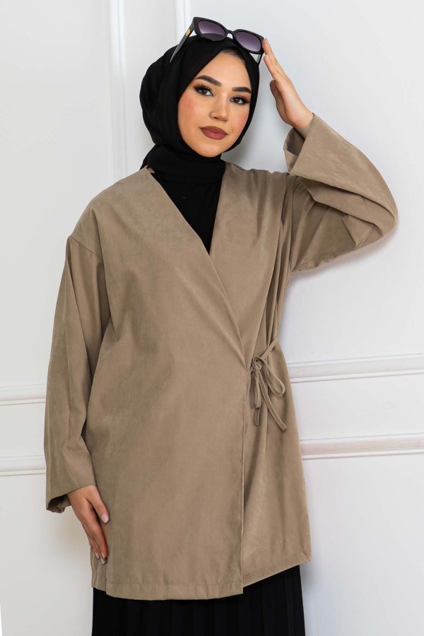 Yandan Bağmalı Kimono Vizon 2147 Yandan Bağmalı Kimono Vizon 2147