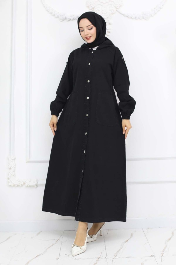 Kapüşonlu Kot Kap Siyah 1352 Kapüşonlu Kot Kap Siyah 1352