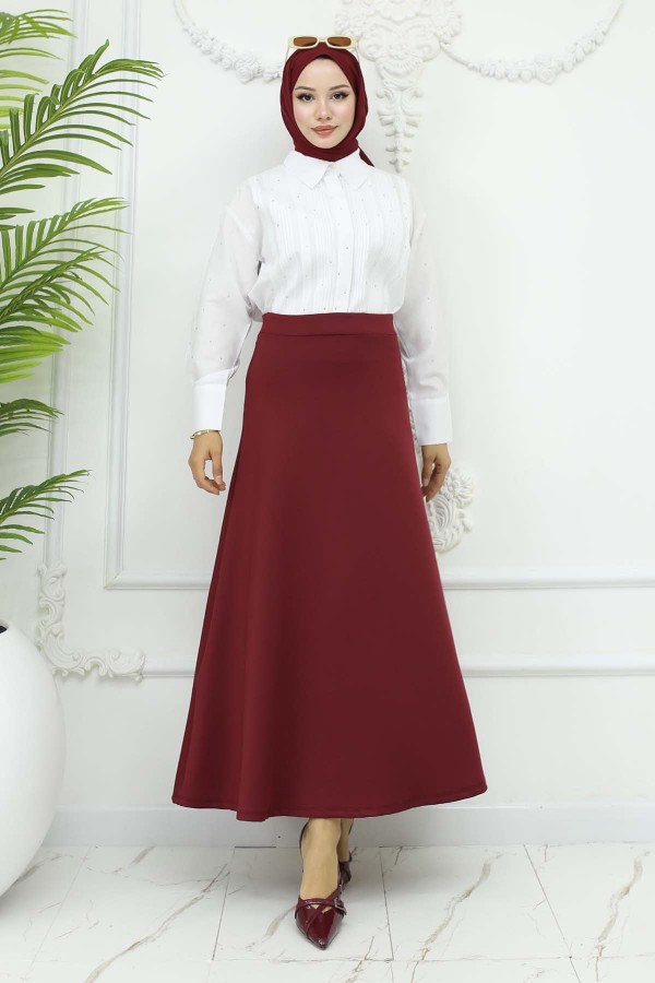 Scuba Kloş Etek Bordo 212