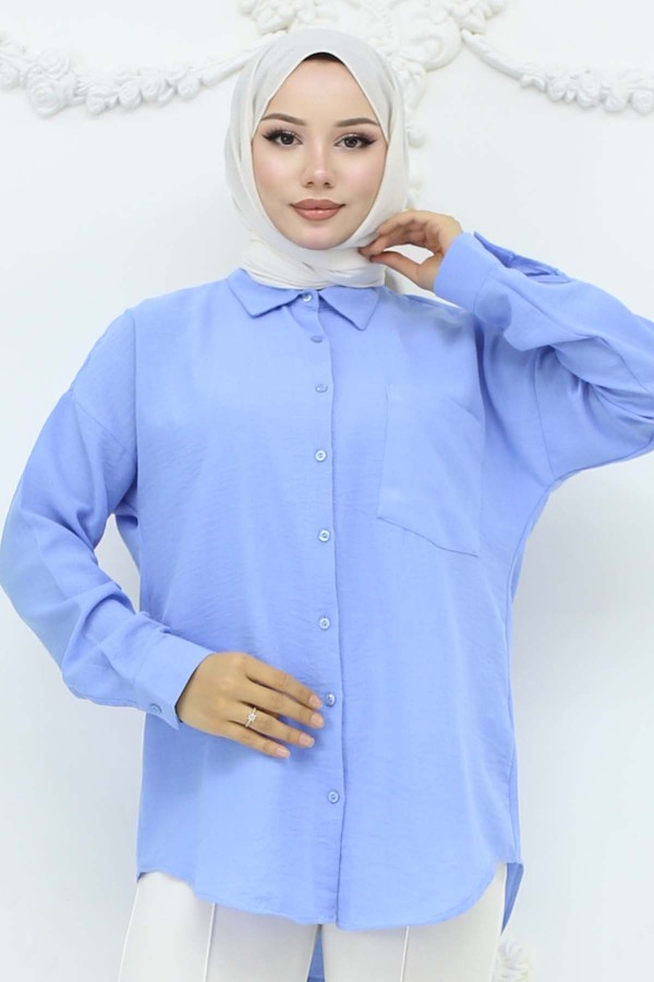 Keten Gömlek Mavi 20153
