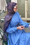 Güpür Detaylı Tesettür Elbise Mavi 1008-1 Güpür Detaylı Tesettür Elbise Mavi 1008-1