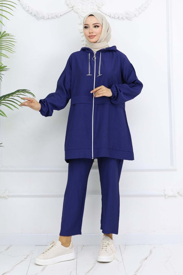 Zincir Detaylı Tesettür Takım Lacivert 4760 Zincir Detaylı Tesettür Takım Lacivert 4760