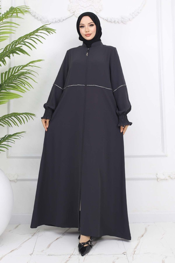 Taş Detaylı Ferace Antrasit 1006 Taş Detaylı Ferace Antrasit 1006