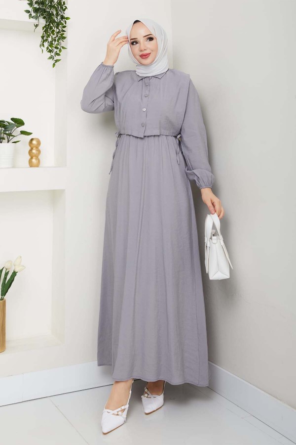 Yelekli Elbise Gri 4735 Yelekli Elbise Gri 4735