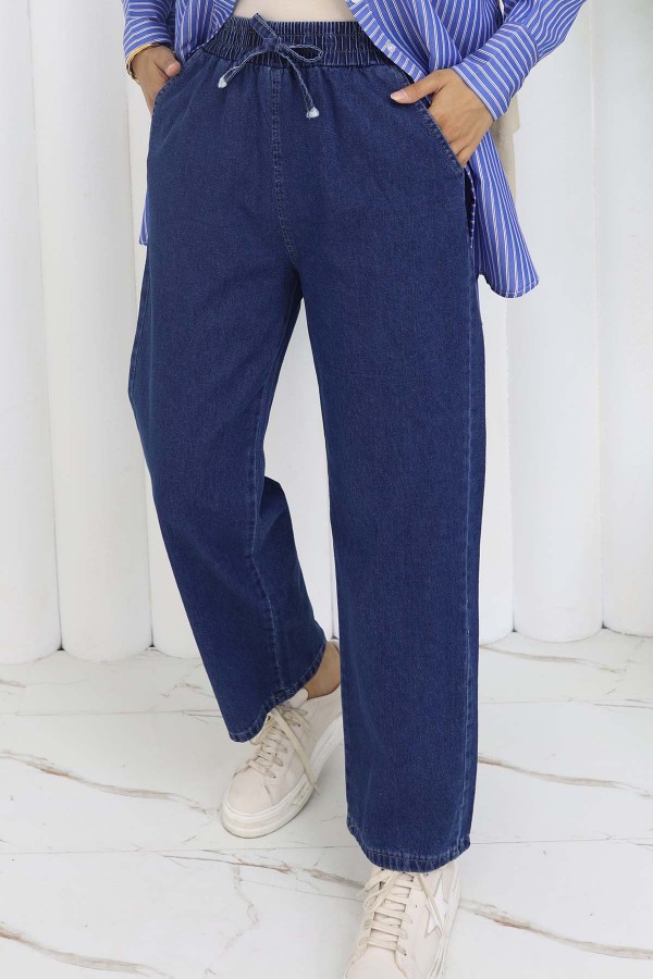 Beli Lastikli Kot Pantolon Lacivert 4083 Beli Lastikli Kot Pantolon Lacivert 4083