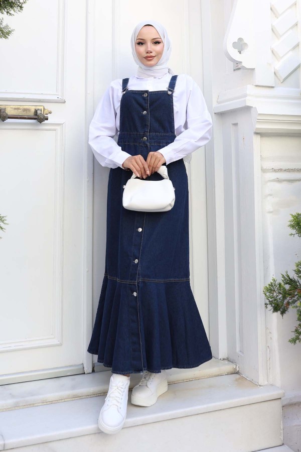 Kot Salopet Elbise Lacivert 563 Kot Salopet Elbise Lacivert 563