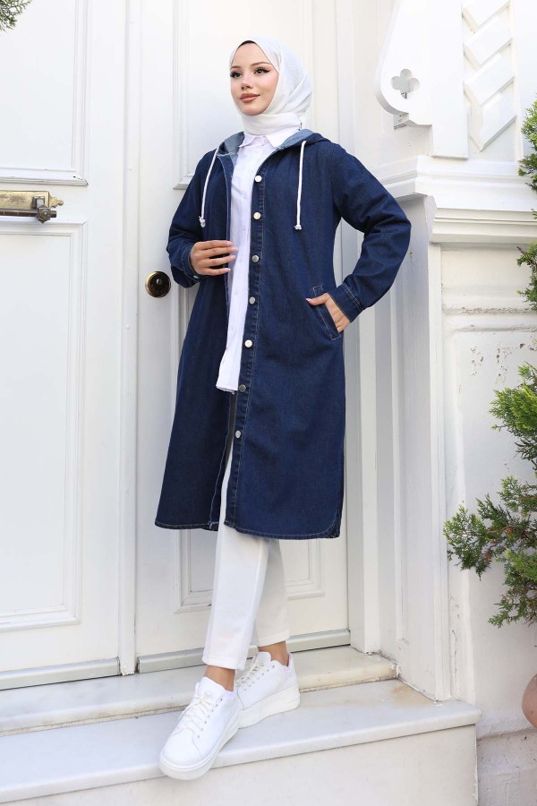 Düğmeli Kot Kap Lacivert 1308 Düğmeli Kot Kap Lacivert 1308