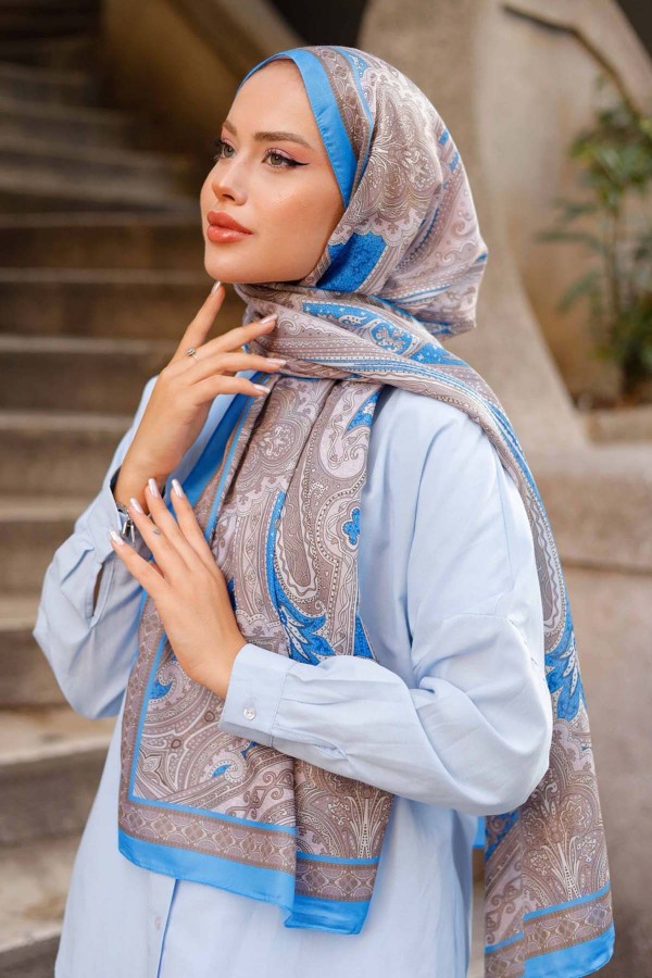 Etnik Desenli Pamuk Şal Bebe Mavisi İpk100