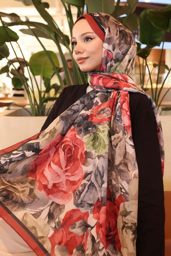 Desenli Şal Kırmızı İpk111 