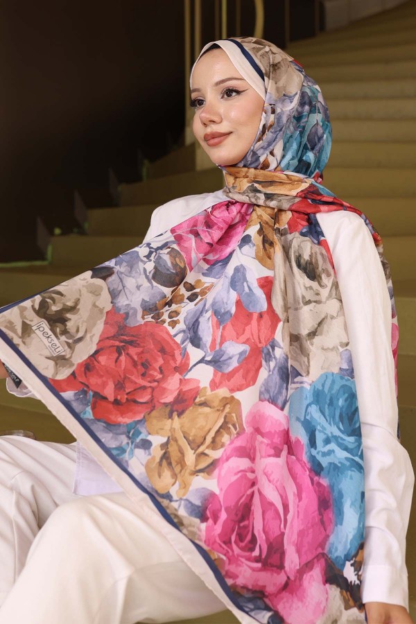 Desenli Şal Taş-Lacivert İpk111 