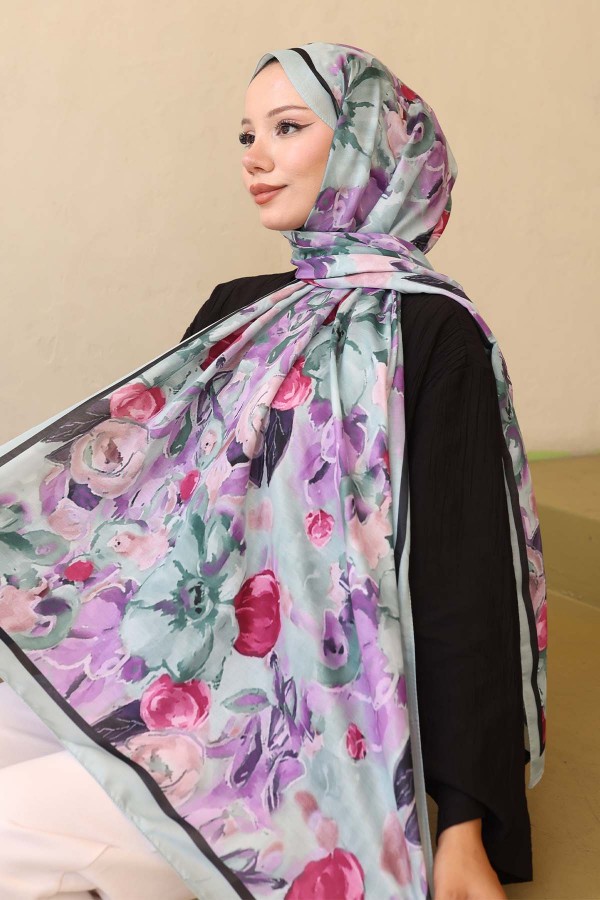 Desenli Şal Su Yeşili İpk113 