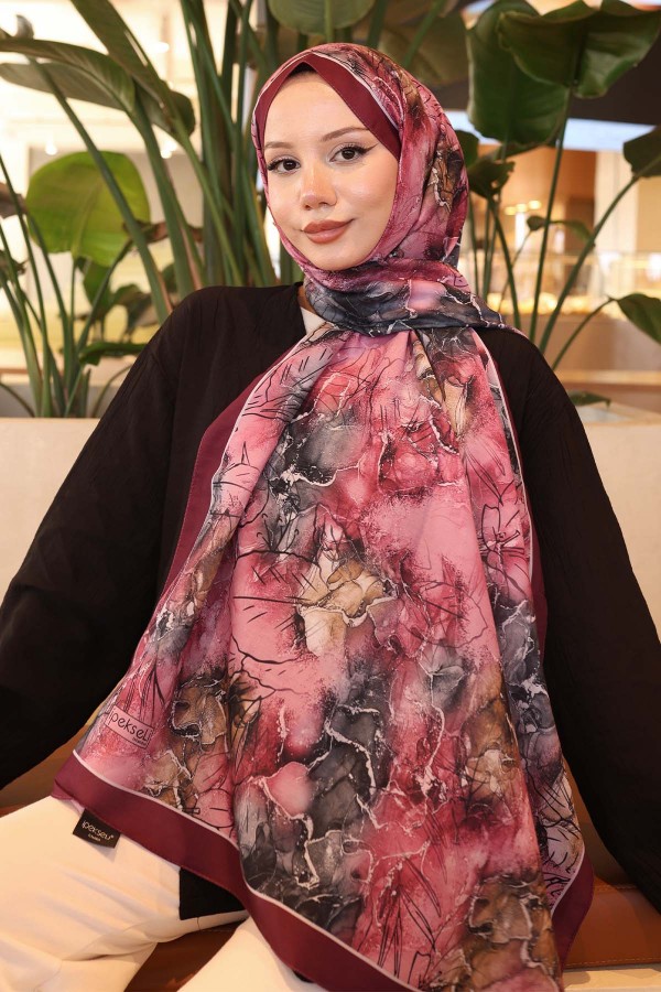 Desenli Şal Bordo İpk114 