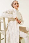  Düğmeli Uzun Triko Hırka Ekru 377