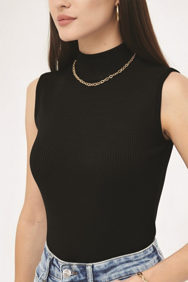 Balıkçı Yaka Triko Body N3238 Siyah