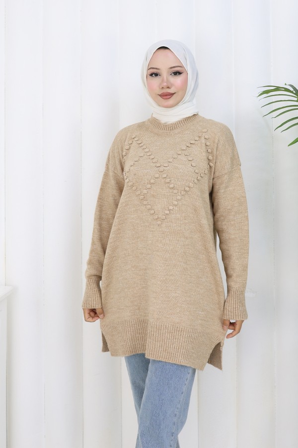 Ponponlu Triko Kazak S3023 Vizon