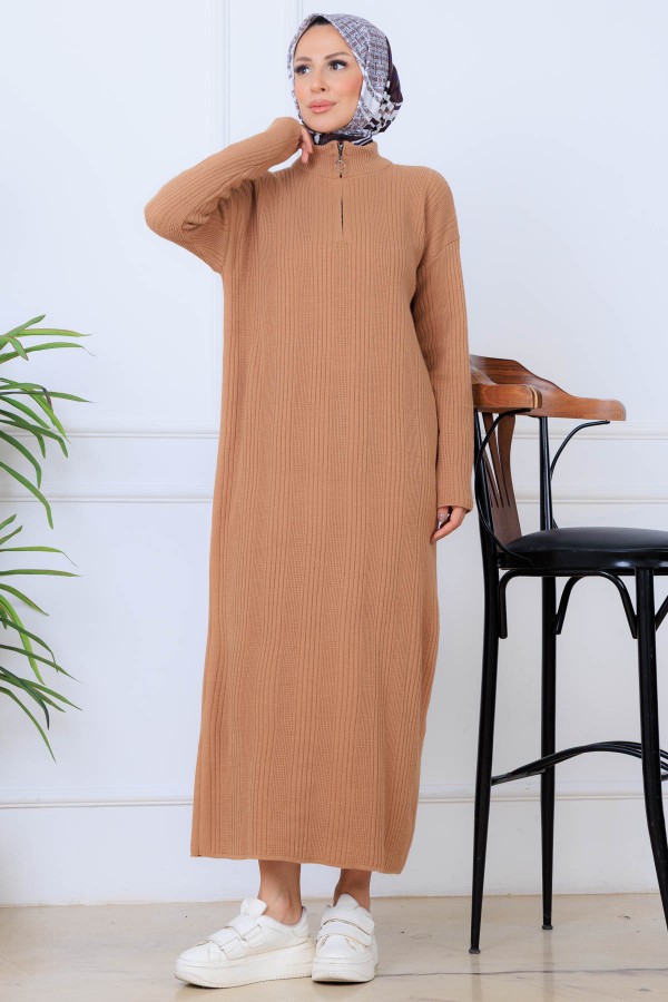 Fitilli Triko Elbise K3005 Vizon Fitilli Triko Elbise K3005 Vizon