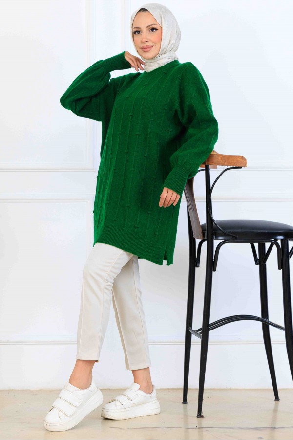 Desenli Triko Tunik K6003 Haki