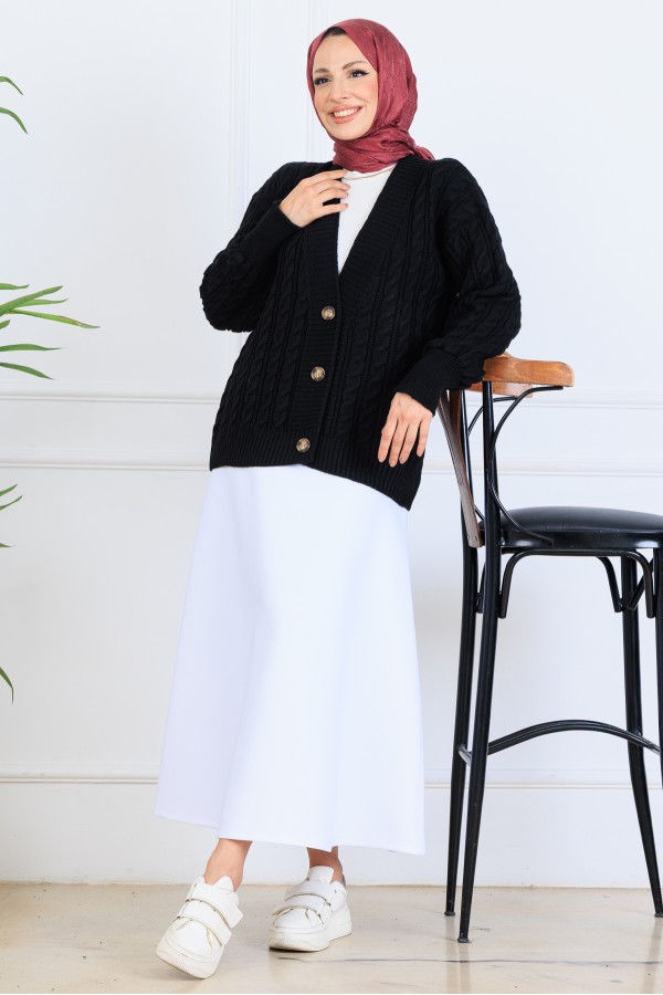 Saç Örgü Kısa Triko Hırka S4000 Siyah Saç Örgü Kısa Triko Hırka S4000 Siyah