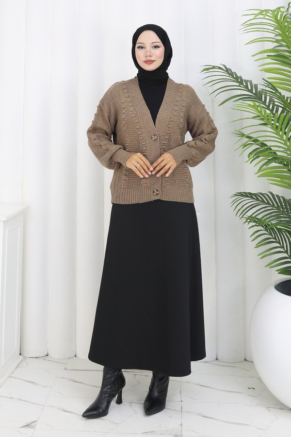 Ponponlu Triko Hırka S4002 Vizon