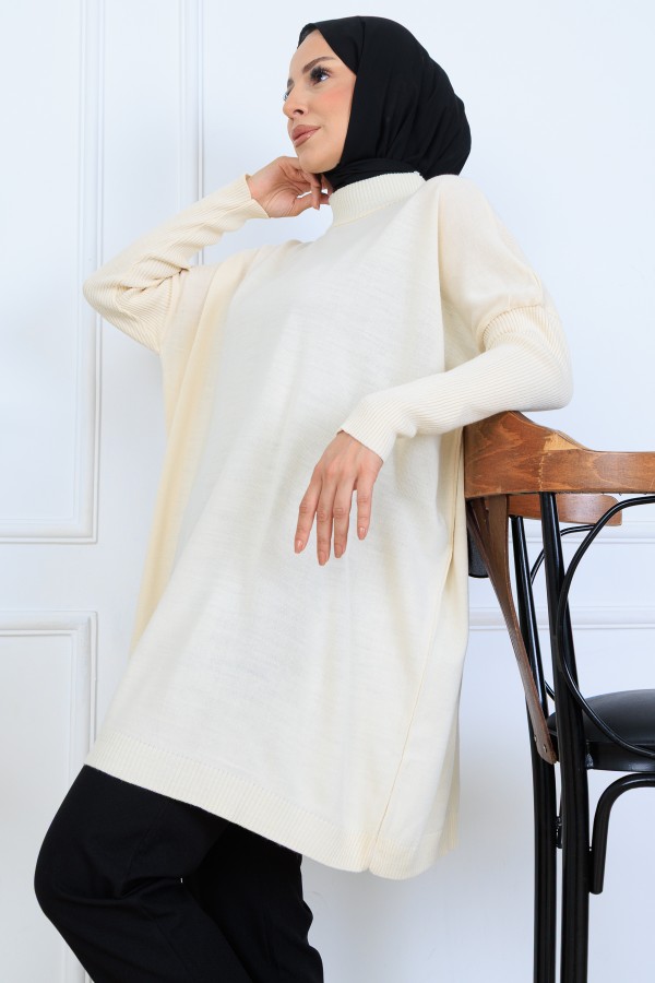 Triko Tunik N7083 Taş Rengi
