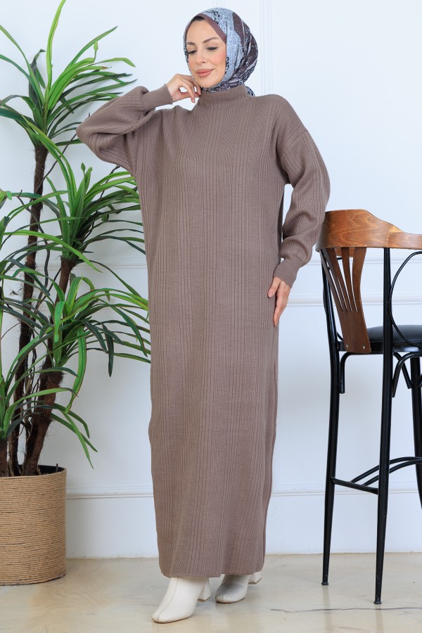 Fitilli Triko Elbise N7080 Vizon Fitilli Triko Elbise N7080 Vizon