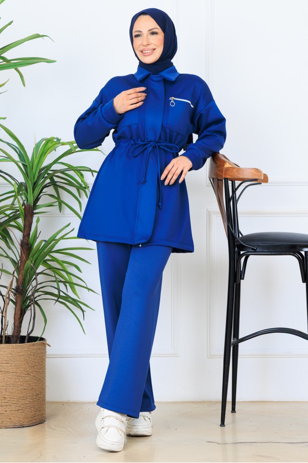 Beli Büzgülü Fermuarlı Scuba Takım N5329 İndigo