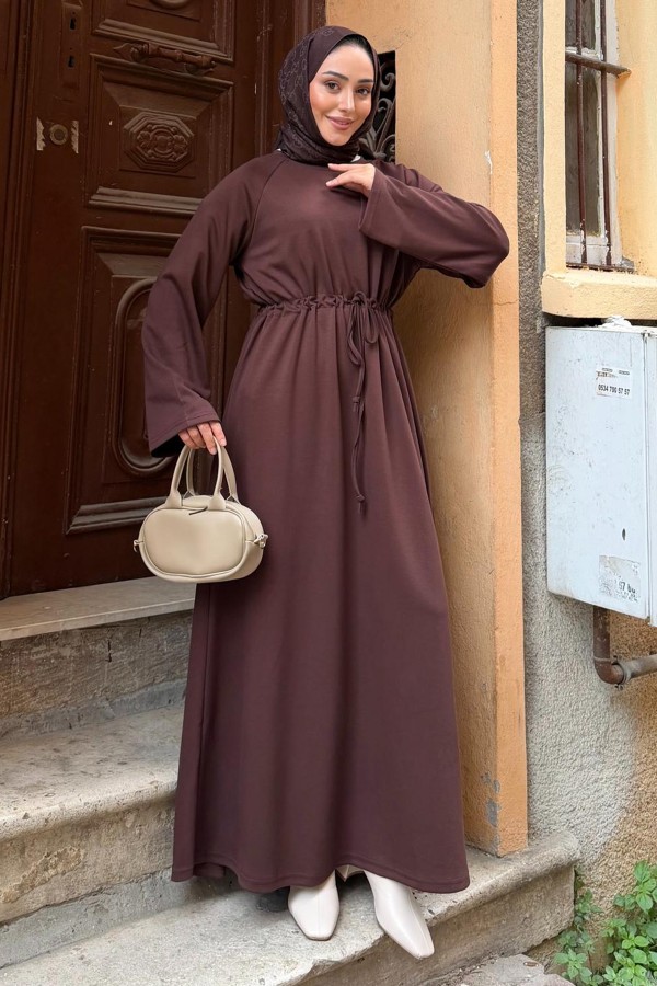 Oyşo Tesettür Elbise Z5711 Kahverengi Oyşo Tesettür Elbise Z5711 Kahverengi