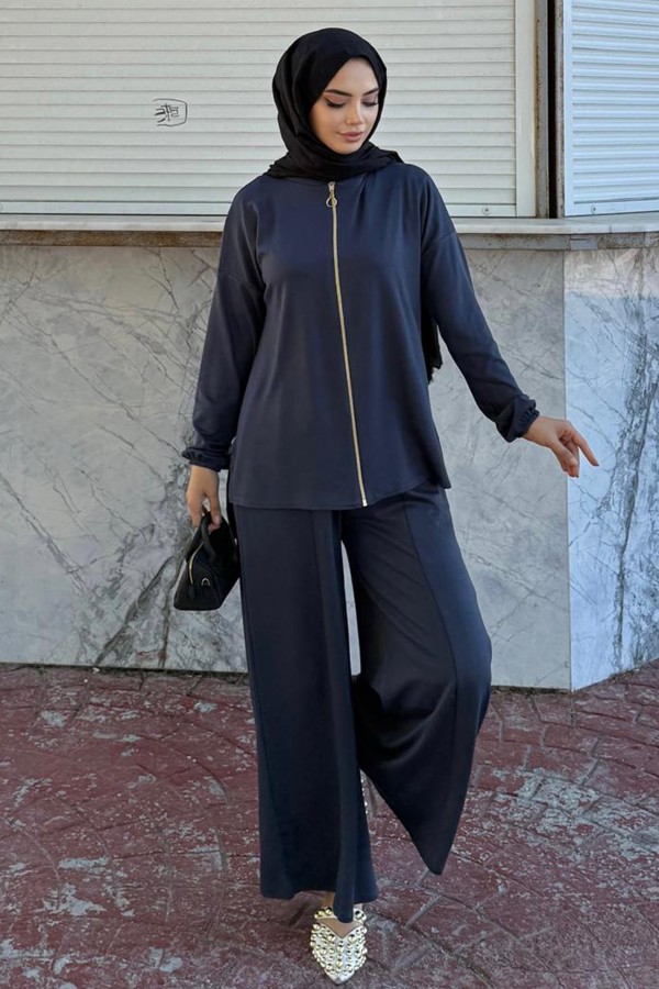 Fermuarlı İkili Takım Z5699 Lacivert